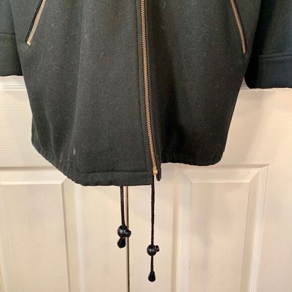 BLACK HERMAN KAY CAR COAT HOOD w FAUX FUR SIZE 8 - Picture 4 of 8